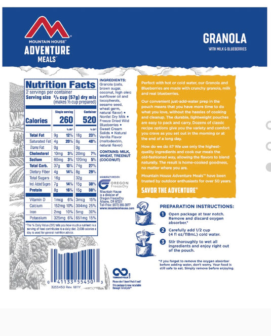 Mountain House-Granola with Milk & Blueberries