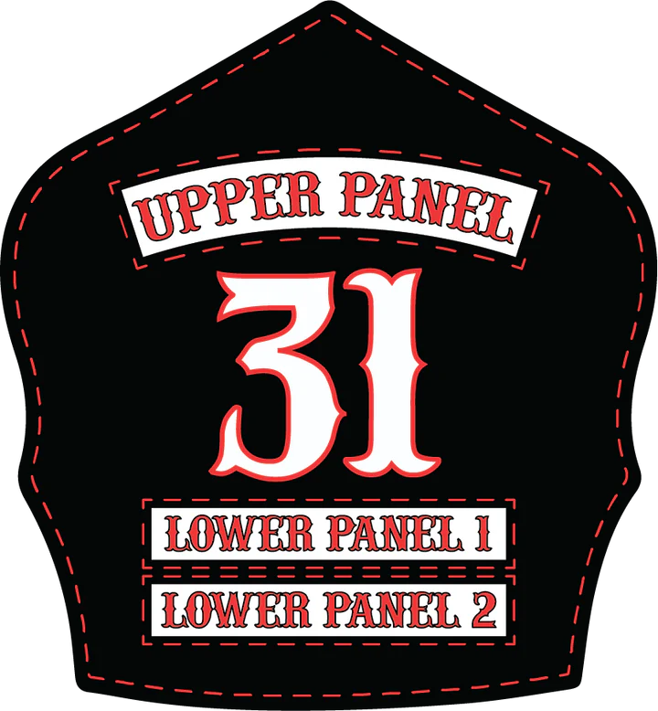 Load image into Gallery viewer, Traditional Panel Shield (1-2 Panel) Leather Helmet Front
