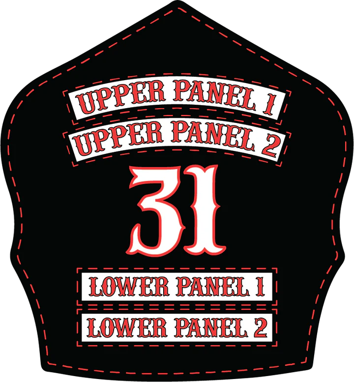 Load image into Gallery viewer, Traditional Panel Shield (2-2 Panel) Leather Helmet Front
